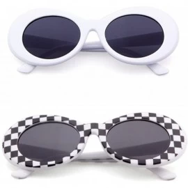 Oval Sunglasses Unisex Kurt Cobain Glasses Bold Retro Oval Mod Clout Goggles - D-2pack White+grid - CH18CR4X840 $11.59