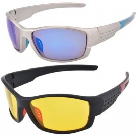 Goggle Sports Polarized Sunglasses Night Vision Blue Ray Blockers Driving Glasses-S202 - C3-pc Lens+c2 Night Vision Lens - CR...