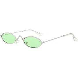 Oval Retro Vintage Oval Sunglasses Slender Metal Frame Oval Sunglasses Candy Colors for Man and Woman - G - C5196Z99TR4 $16.85