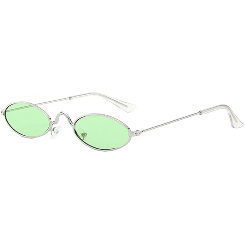 Oval Retro Vintage Oval Sunglasses Slender Metal Frame Oval Sunglasses Candy Colors for Man and Woman - G - C5196Z99TR4 $10.85