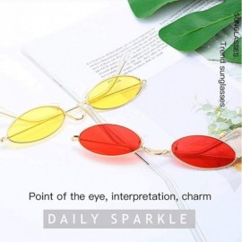Oval Retro Vintage Oval Sunglasses Slender Metal Frame Oval Sunglasses Candy Colors for Man and Woman - G - C5196Z99TR4 $10.85