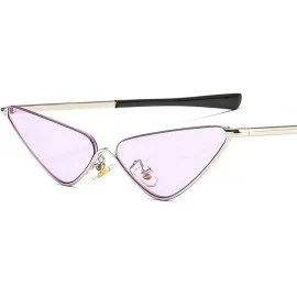 Cat Eye Cat Eye Sunglasses for Women Small Face Metal Frame Candy Color Eyewear UV400 - C8 Silver Purple - CW19037GGSW $15.04