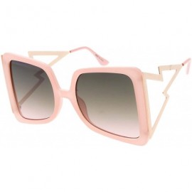 Shield Large Wired Frame Geometric Frame Fashion Sunglasses - Pink - CX18USAYUOI $23.66