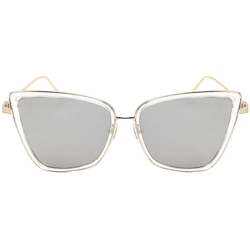 Goggle Cateye Sunglasses Women Vintage Metal Glasses Mirror Retro Lunette De Soleil Femme UV400 - C6 - CG19854DO9R $13.49