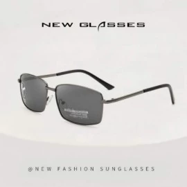 Square Driving Discoloration Sunglasses Polarized Protection - Gun Frame Full Gray - C7190T800L5 $6.49