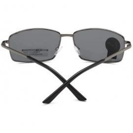 Square Driving Discoloration Sunglasses Polarized Protection - Gun Frame Full Gray - C7190T800L5 $6.49