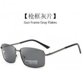 Square Driving Discoloration Sunglasses Polarized Protection - Gun Frame Full Gray - C7190T800L5 $6.49