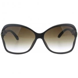 Oversized Womens Designer Style Sunglasses Butterfly Frame Gold Chain Temple - Brown (Brown Grey) - CL18NRQHIKZ $11.92