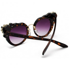 Semi-rimless Ms. Oversized Frame Retro Cat Eye Sunglasses Fashion Design - Leopard Purple - C218EQCA6AE $24.96