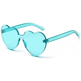 Rimless Love Heart Shape Sunglasses Women One Pieces Lens Rimless Sun Glasses For Women - Green - CB18KRG32ZT $21.00