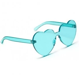 Rimless Love Heart Shape Sunglasses Women One Pieces Lens Rimless Sun Glasses For Women - Green - CB18KRG32ZT $10.37