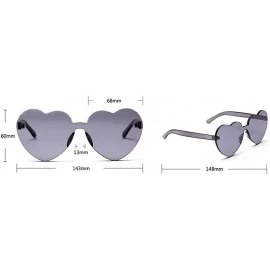 Rimless Love Heart Shape Sunglasses Women One Pieces Lens Rimless Sun Glasses For Women - Green - CB18KRG32ZT $10.37