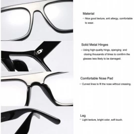 Aviator Unisex Large Square Optical Eyewear Non-prescription Eyeglasses Flat Top Clear Lens Glasses Frames - Black - CD18NA9Z...