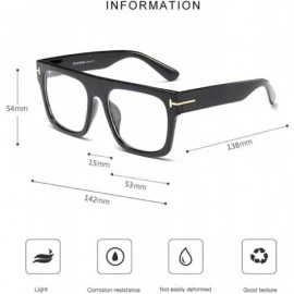 Aviator Unisex Large Square Optical Eyewear Non-prescription Eyeglasses Flat Top Clear Lens Glasses Frames - Black - CD18NA9Z...