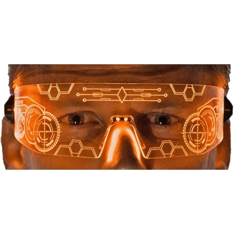 Oversized LED Light Up Glasses- Cyberpunk Goggles- Rezz Visor Robocop Futuristic Electronic Lights - Orange - CG18GC5LQR5 $24.77