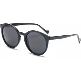 Goggle Women Round Fashion Sunglasses - Black - CV18WU0D5I5 $17.26