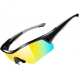 Sport Polarized Sunglasses Interchangeable Cycling Baseball - Black - CZ184KD2TEE $94.53