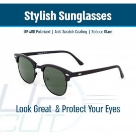 Oval Stylish 80th Retro Unisex Polarized Sunglasses UV400 Classic Vintage Chic - Black Mat-green - CL18DTDN0A8 $8.66