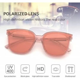 Oversized Polarized Sunglasses Men Women Geometric Square Oversized Vintage Acetate Frame Retro Shade Glasses- UV400 - Red - ...