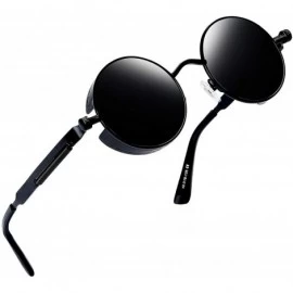 Round Polarized Lennon Round Sunglasses Women Men Circle Hippie Sun Glasses - Black Retro - C7182IXY47L $15.99