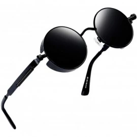 Round Polarized Lennon Round Sunglasses Women Men Circle Hippie Sun Glasses - Black Retro - C7182IXY47L $25.94