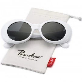 Round Clout Goggles Retro Oval Kurt Cobain Sunglasses Mod Thick Frame - White - C018KSGIHWK $11.66