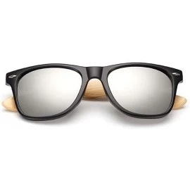 Oversized Retro Bamboo Wood Vintage Sport Fashion Mirror Designer Shades Sunglasses - Matte Black/Mercury - CQ18HD7Q9G7 $9.96
