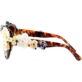 Oversized Sunglasses for Women Oversized Cat Eye Glasses Flowers Sunglasses Beach On Vaction UV400 Protection - Leopard - CF1...