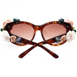 Oversized Sunglasses for Women Oversized Cat Eye Glasses Flowers Sunglasses Beach On Vaction UV400 Protection - Leopard - CF1...