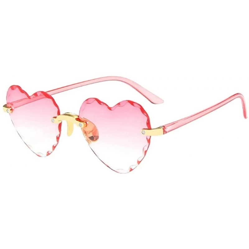 Cat Eye Heart Shaped Sunglasses for Women Fashion Casual Polarized Vintage Retro Cat Eye Frameless Sun Glasses - D - CH190OSX...