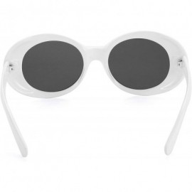 Round Clout Goggles Retro Oval Kurt Cobain Sunglasses Mod Thick Frame - White - C018KSGIHWK $11.66