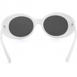 Round Clout Goggles Retro Oval Kurt Cobain Sunglasses Mod Thick Frame - White - C018KSGIHWK $11.66