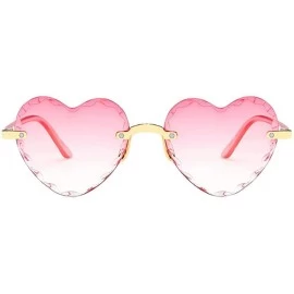 Cat Eye Heart Shaped Sunglasses for Women Fashion Casual Polarized Vintage Retro Cat Eye Frameless Sun Glasses - D - CH190OSX...