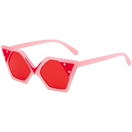 Square Fashion Sunglasses Designer Vintage Colorful - Pink&red - CP18LTRMASY $27.19