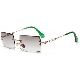 Rimless Rectangle Sunglasses Women Rimless Square Sun Glasses for Women Summer UV400 - Gold With Green - CE18YL325UM $9.17