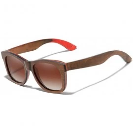 Square Handmade Natural Wooden Men's Glasses Polarized Sunglasses Gradient Lens Women Original Kingseven Red - CR194OUO2WS $3...