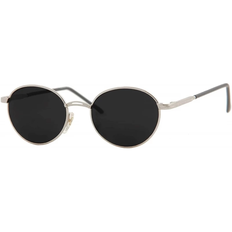 Sport Stylish Sunglasses Women Oval Classic Vintage Retro Metal Trendy Black - Silver Metal Frame/ Black Lens - C218O7KUQM9 $...