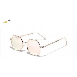 Round 2019 Retro Polygon Sunglasses Men Women Luxury Pink Lens Round Vintage Small Frame Mirror Color - 3 - CO199C6QUSG $54.47