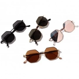 Round 2019 Retro Polygon Sunglasses Men Women Luxury Pink Lens Round Vintage Small Frame Mirror Color - 3 - CO199C6QUSG $31.53