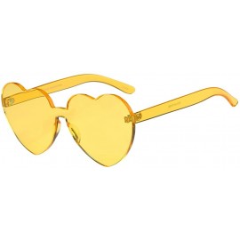 Goggle Women Rimless Sunglasses Mirror Candy Color Integrated Transparent Eyewear - Yellow - CL193599WOM $30.78