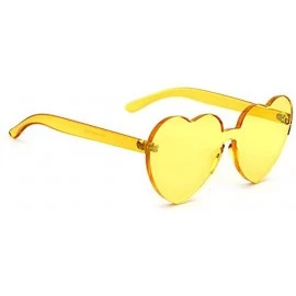 Goggle Women Rimless Sunglasses Mirror Candy Color Integrated Transparent Eyewear - Yellow - CL193599WOM $18.86