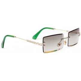 Rimless Rectangle Sunglasses Women Rimless Square Sun Glasses for Women Summer UV400 - Gold With Green - CE18YL325UM $22.32