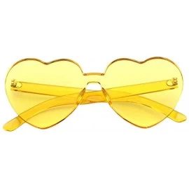 Goggle Women Rimless Sunglasses Mirror Candy Color Integrated Transparent Eyewear - Yellow - CL193599WOM $18.86