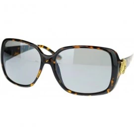 Rectangular Womens Gold Lion Coin Emblem Hinge Rectangular Butterfly Sunglasses - Tortoise Black - CX11NV5BA97 $18.37