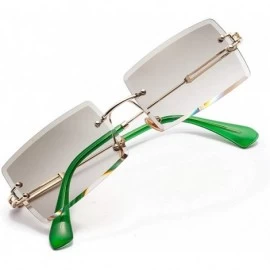 Rimless Rectangle Sunglasses Women Rimless Square Sun Glasses for Women Summer UV400 - Gold With Green - CE18YL325UM $9.17