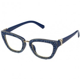 Goggle Sparkling Crystal Sunglasses UV Protection Rhinestone Sunglasses - Blue233 - CV18ZYLUT07 $28.51