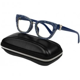 Goggle Sparkling Crystal Sunglasses UV Protection Rhinestone Sunglasses - Blue233 - CV18ZYLUT07 $16.58