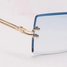 Rimless Rectangle Sunglasses Women Rimless Square Sun Glasses for Women Summer UV400 - Gold With Green - CE18YL325UM $22.32