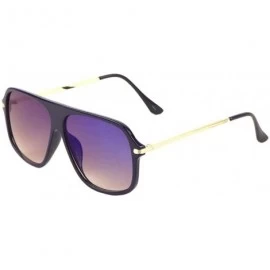 Aviator Flat Top Round Lens Color Mirror Aviator Sunglasses - Purple - C6197S7XT07 $12.12