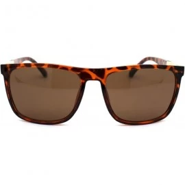 Rectangular Mens Elegant Designer Fashion Stylish Plastic Rim Sunglasses - Tortoise Gold Brown - C518YEEK6CS $12.09